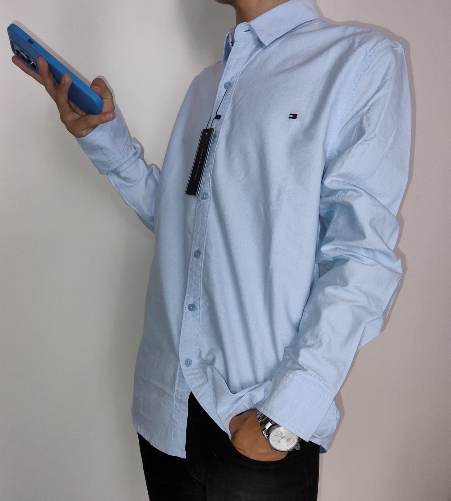 CAMISA MANGA LARGA TOMMY AZUL